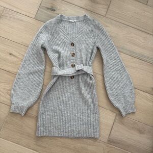 Tularosa Gray Long Sleeve Belted Dress